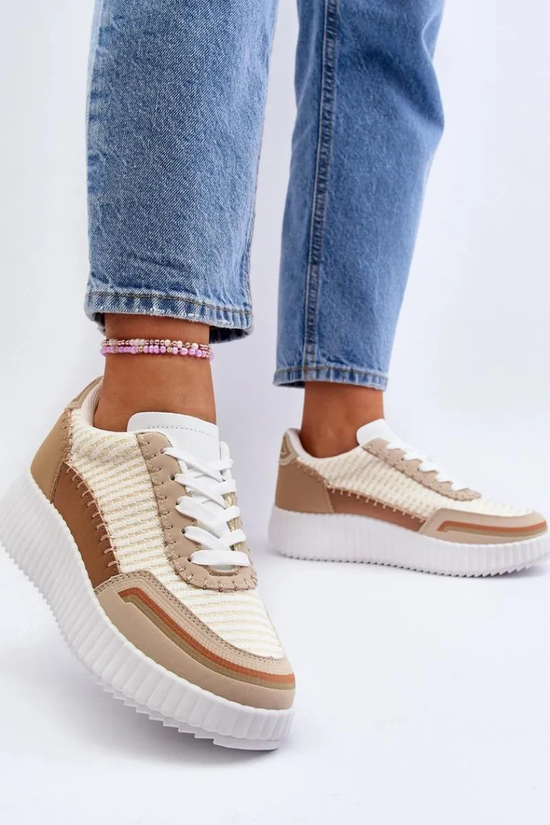 Buty Sportowe Na Platformie|Sneakersy Damskie>Boto Sneakersy Damskie Na Platformie Beżowe Redala Beżowy