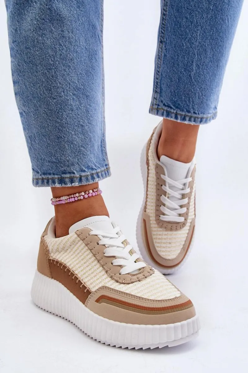 Buty Sportowe Na Platformie|Sneakersy Damskie>Boto Sneakersy Damskie Na Platformie Beżowe Redala Beżowy