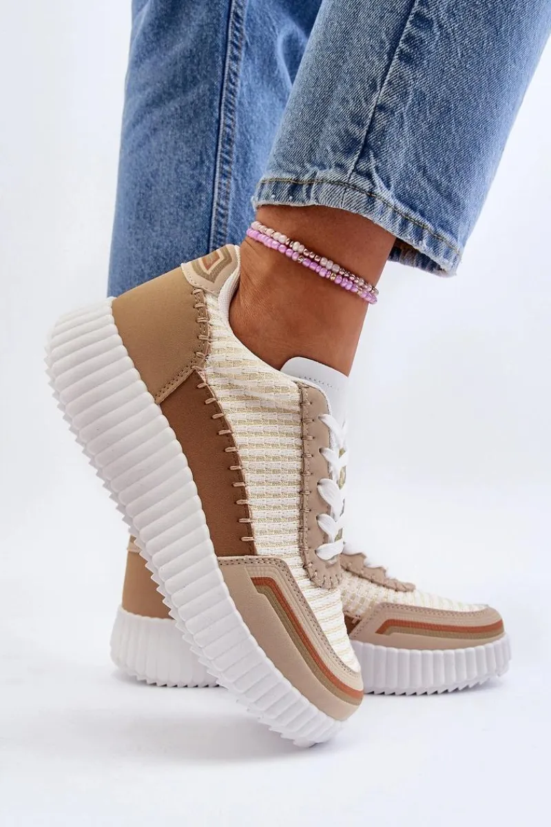 Buty Sportowe Na Platformie|Sneakersy Damskie>Boto Sneakersy Damskie Na Platformie Beżowe Redala Beżowy