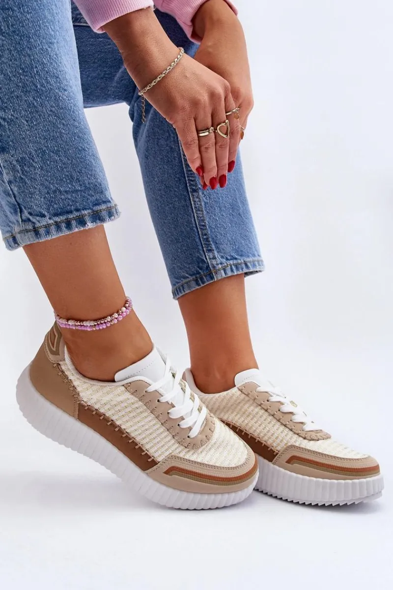 Buty Sportowe Na Platformie|Sneakersy Damskie>Boto Sneakersy Damskie Na Platformie Beżowe Redala Beżowy