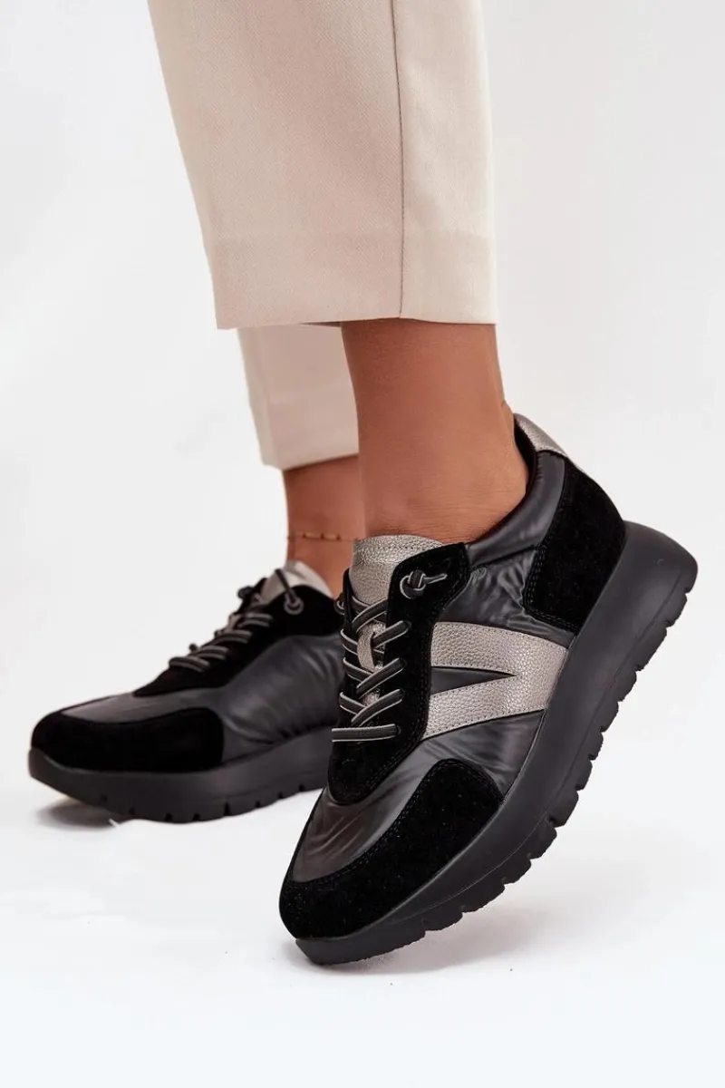 Sneakersy Damskie>Buty damskie Vinceza Sneakersy Damskie Na Platformie Vinceza 58561 Czarne Czarny