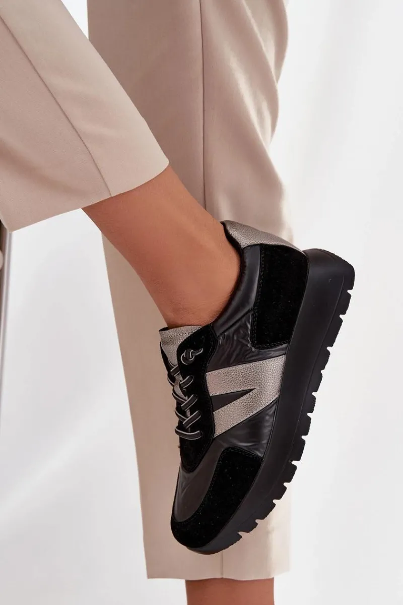 Sneakersy Damskie>Buty damskie Vinceza Sneakersy Damskie Na Platformie Vinceza 58561 Czarne Czarny