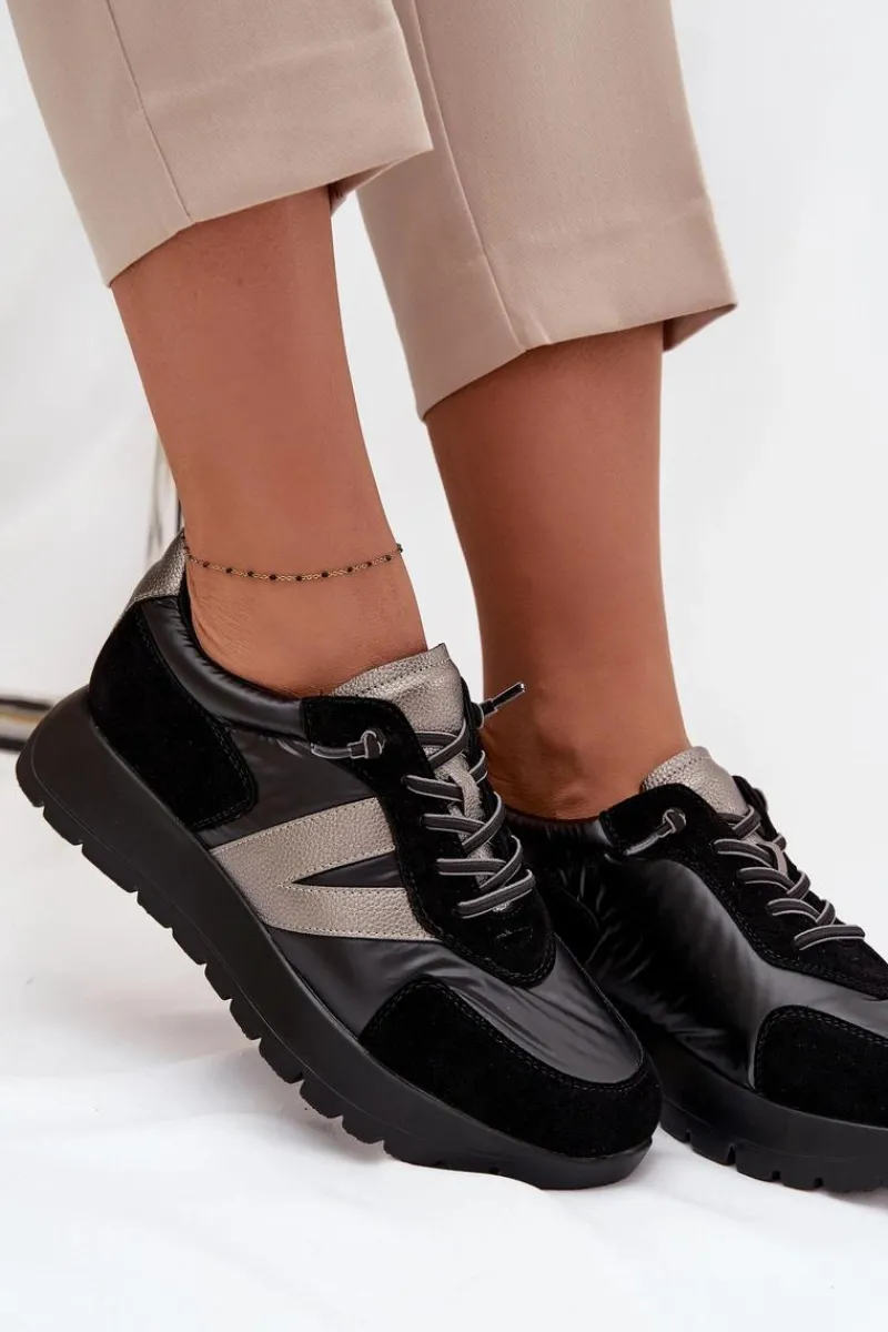 Sneakersy Damskie>Buty damskie Vinceza Sneakersy Damskie Na Platformie Vinceza 58561 Czarne Czarny