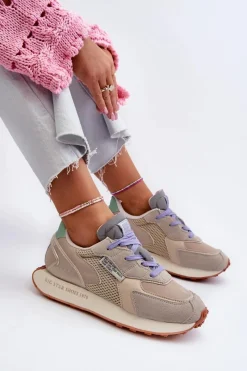 Discount Sneakersy Damskie Na Platformie Memory Foam System Big Star NN274681 Beżowe Damskie Buty Sportowe Na Platformie|Buty Sportowe Big Star