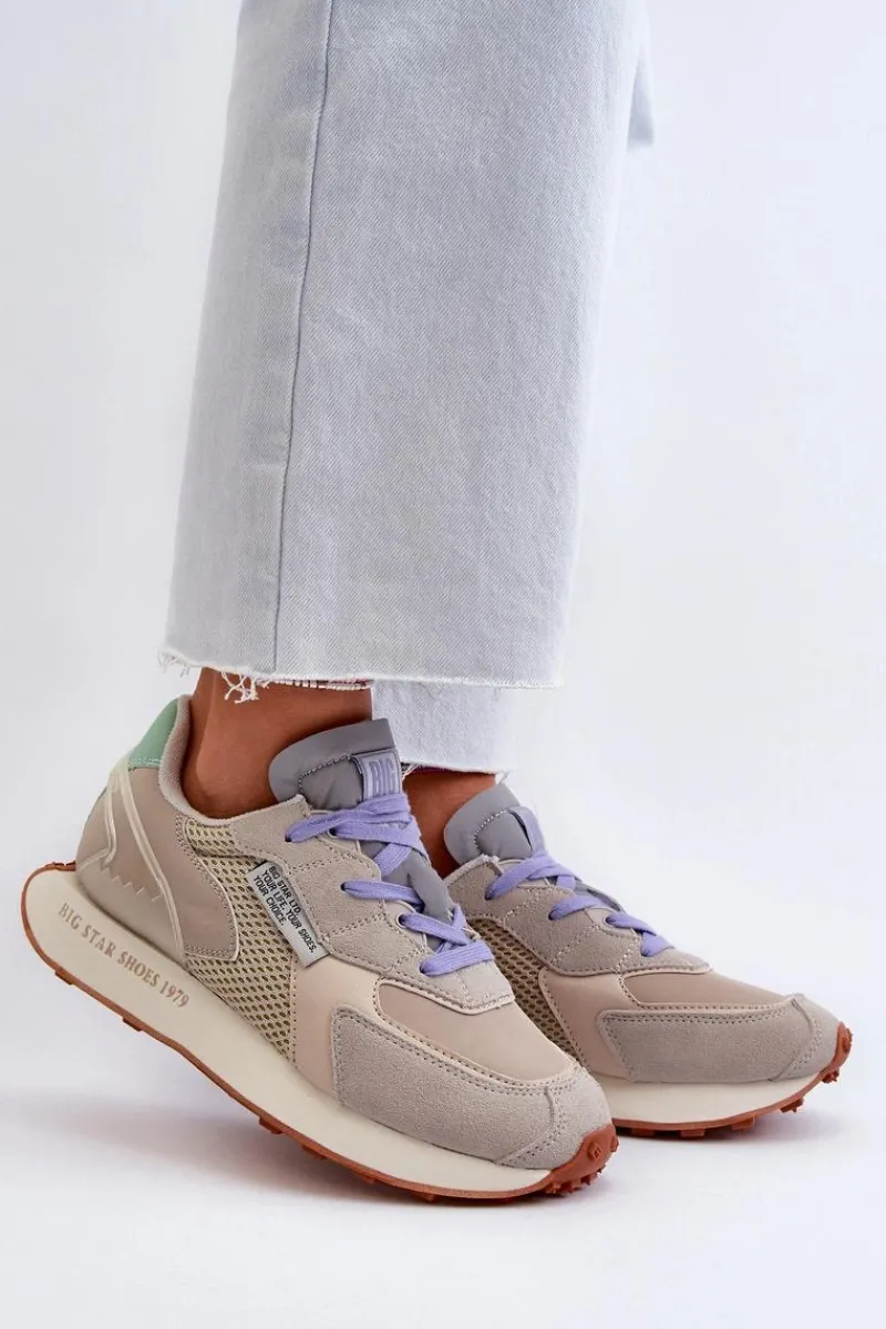 Discount Sneakersy Damskie Na Platformie Memory Foam System Big Star NN274681 Beżowe Damskie Buty Sportowe Na Platformie|Buty Sportowe Big Star