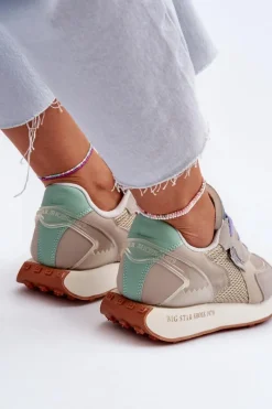 Discount Sneakersy Damskie Na Platformie Memory Foam System Big Star NN274681 Beżowe Damskie Buty Sportowe Na Platformie|Buty Sportowe Big Star