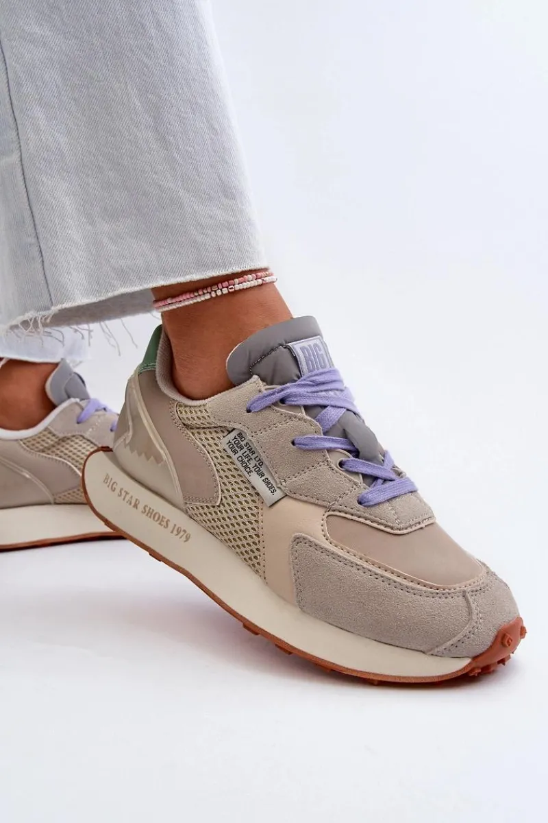 Discount Sneakersy Damskie Na Platformie Memory Foam System Big Star NN274681 Beżowe Damskie Buty Sportowe Na Platformie|Buty Sportowe Big Star