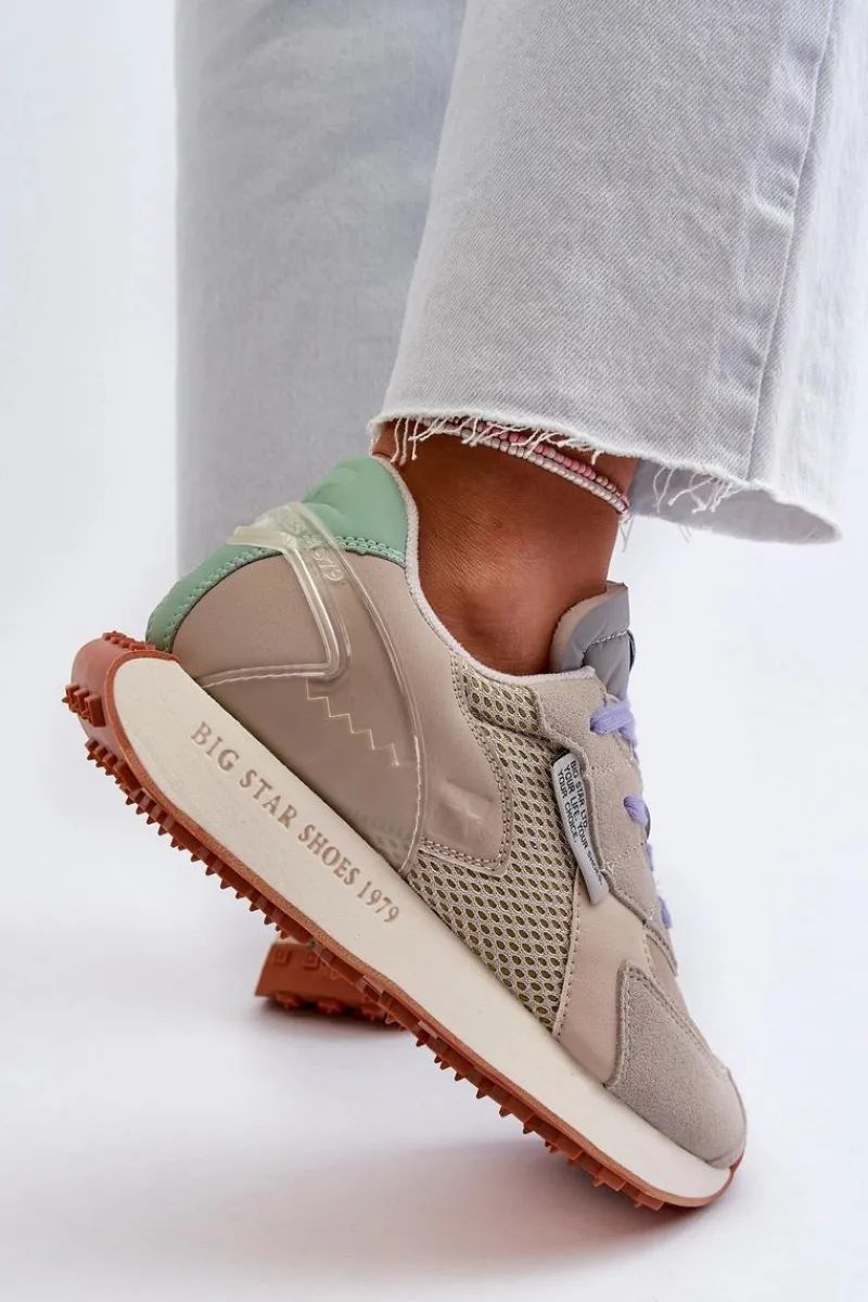 Discount Sneakersy Damskie Na Platformie Memory Foam System Big Star NN274681 Beżowe Damskie Buty Sportowe Na Platformie|Buty Sportowe Big Star