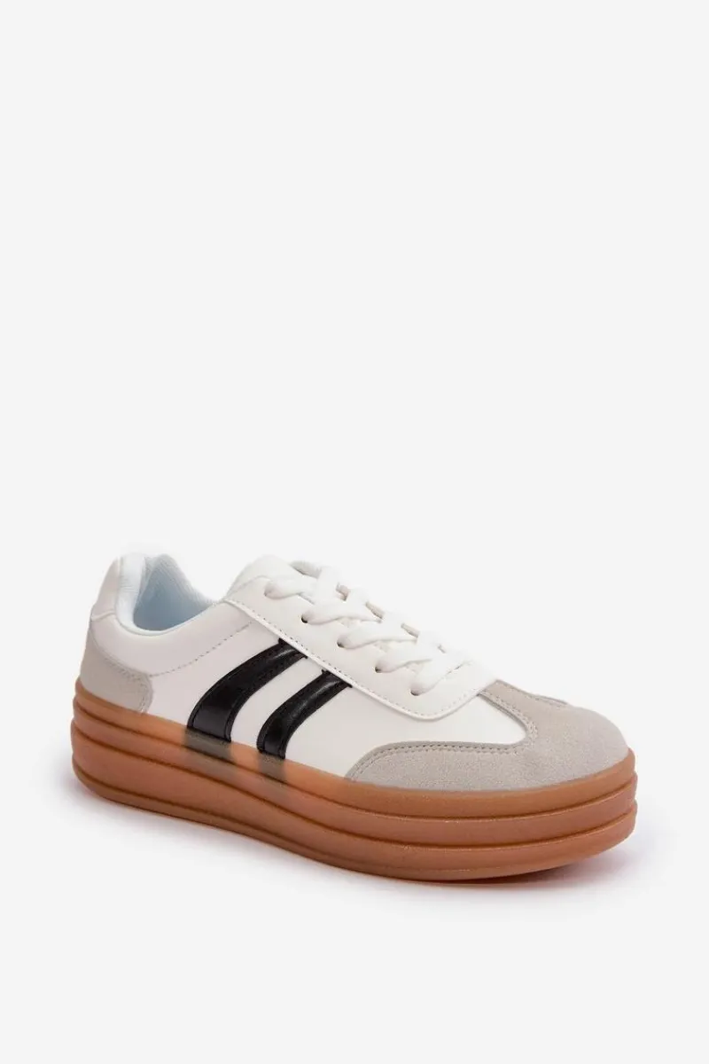 Sneakersy Damskie>Evento Sneakersy Damskie Na Platformie Biało-Szare Nesonice Biały