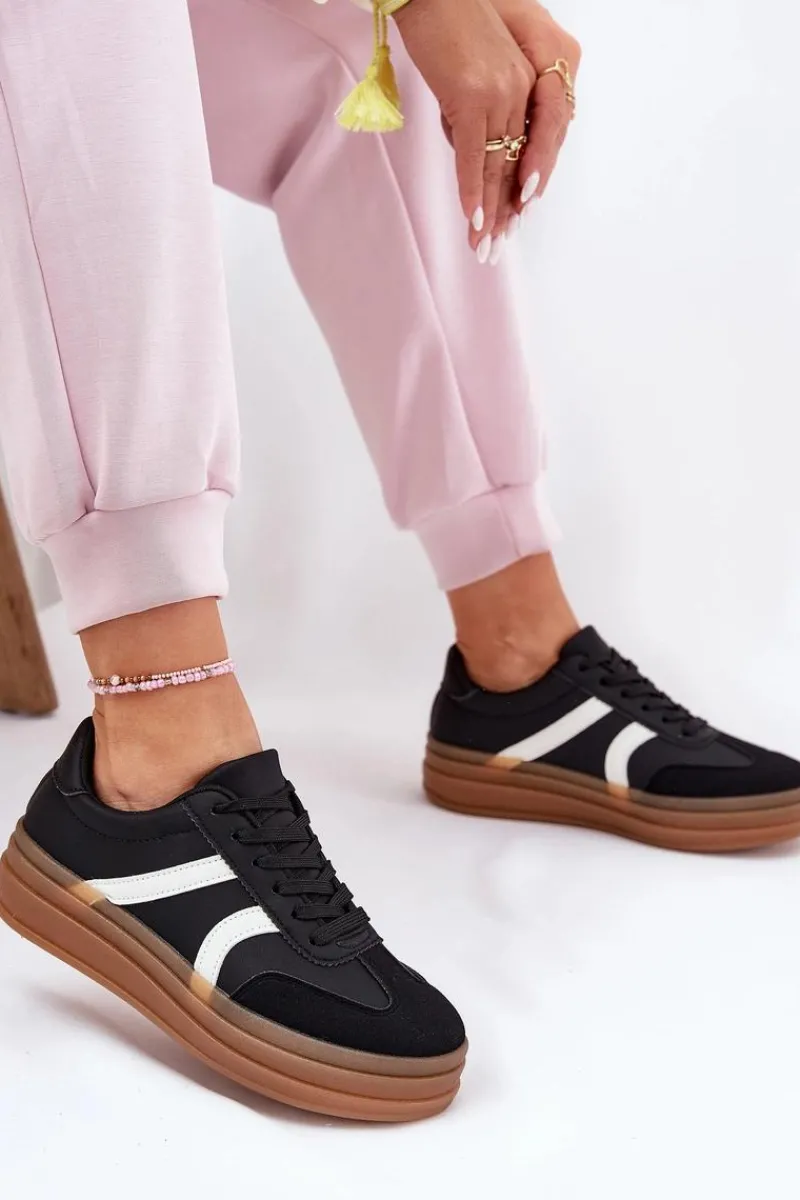 Sale Evento Sneakersy Damskie Na Platformie Czarne Tolianna Czarny