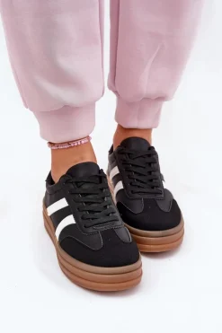 Sale Evento Sneakersy Damskie Na Platformie Czarne Tolianna Czarny