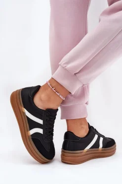 Sale Evento Sneakersy Damskie Na Platformie Czarne Tolianna Czarny