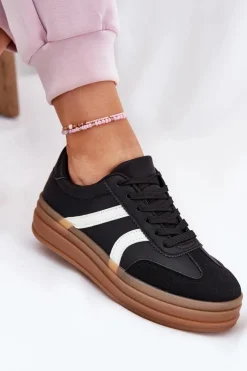 Sale Evento Sneakersy Damskie Na Platformie Czarne Tolianna Czarny