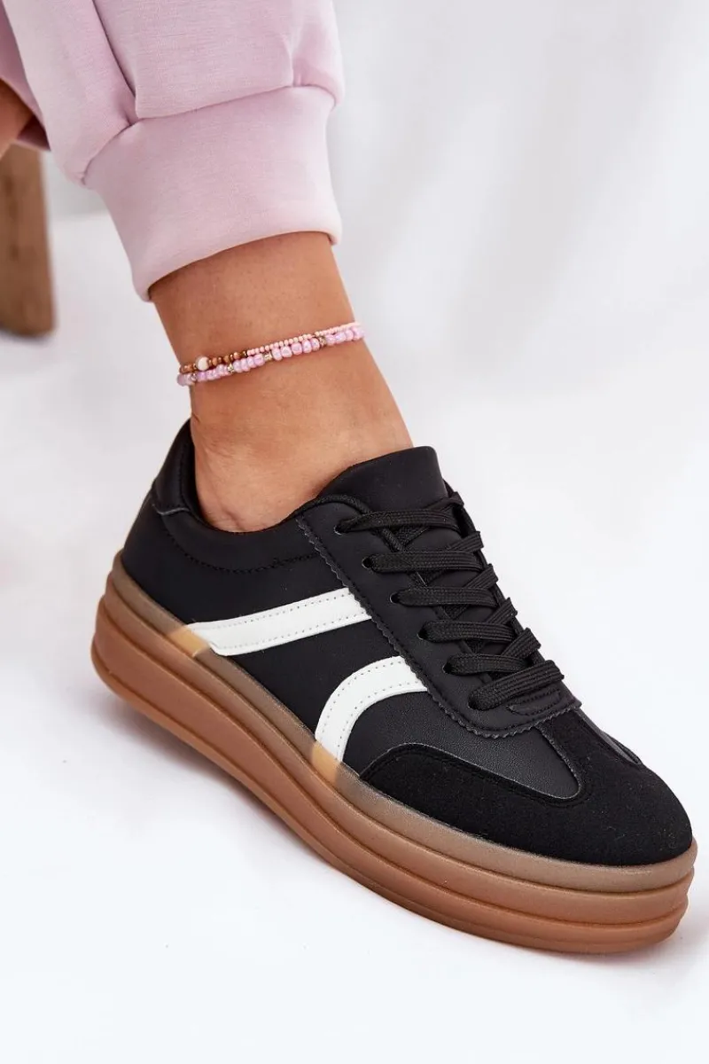 Sale Evento Sneakersy Damskie Na Platformie Czarne Tolianna Czarny
