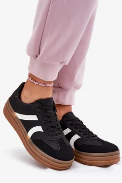 Sale Evento Sneakersy Damskie Na Platformie Czarne Tolianna Czarny