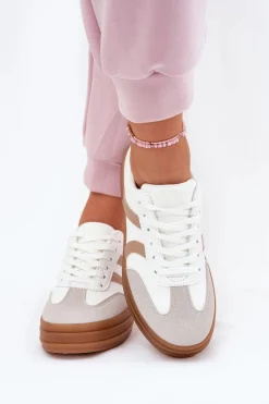 Sneakersy Damskie>Evento Sneakersy Damskie Na Platformie Białe Tolianna