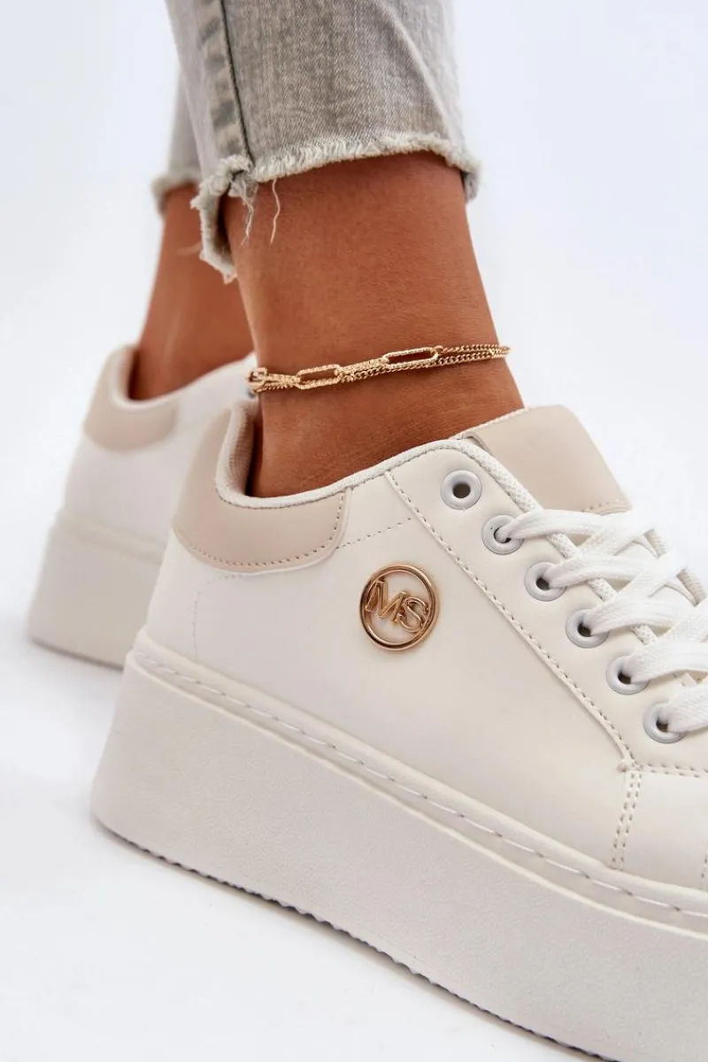 New Sneakersy Damskie Na Platformie Białe Eshen Damskie Buty Sportowe Na Platformie|Sneakersy Damskie