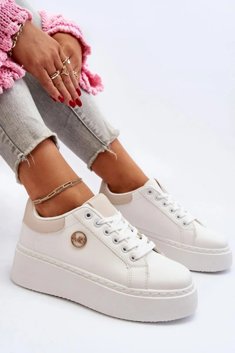 New Sneakersy Damskie Na Platformie Białe Eshen Damskie Buty Sportowe Na Platformie|Sneakersy Damskie