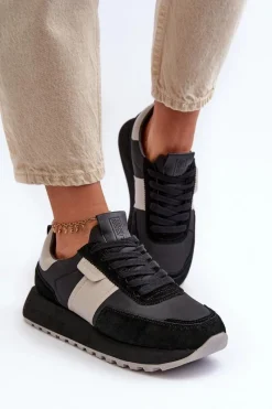 Buty Sportowe Na Platformie|Buty Sportowe Big Star>Big Star Shoes Sneakersy Damskie Na Platformie Big Star NN274502 Memory Foam System Czarne