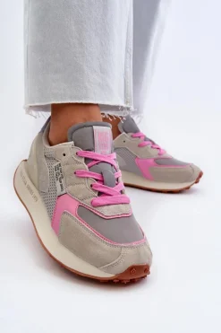 Buty Sportowe Na Platformie|Buty Sportowe Big Star>Big Star Shoes Sneakersy Damskie Na Platformie Memory Foam System Big Star NN274680 Szaro-Różowe