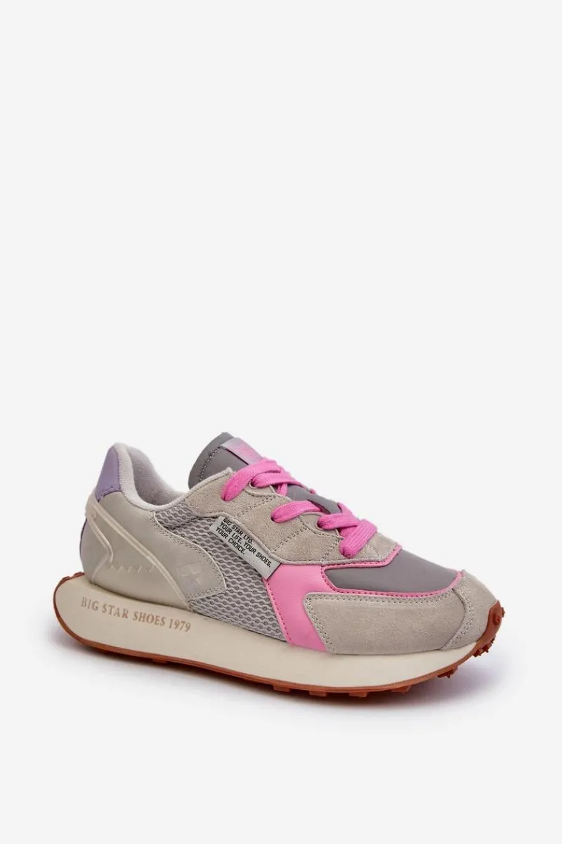 Buty Sportowe Na Platformie|Buty Sportowe Big Star>Big Star Shoes Sneakersy Damskie Na Platformie Memory Foam System Big Star NN274680 Szaro-Różowe