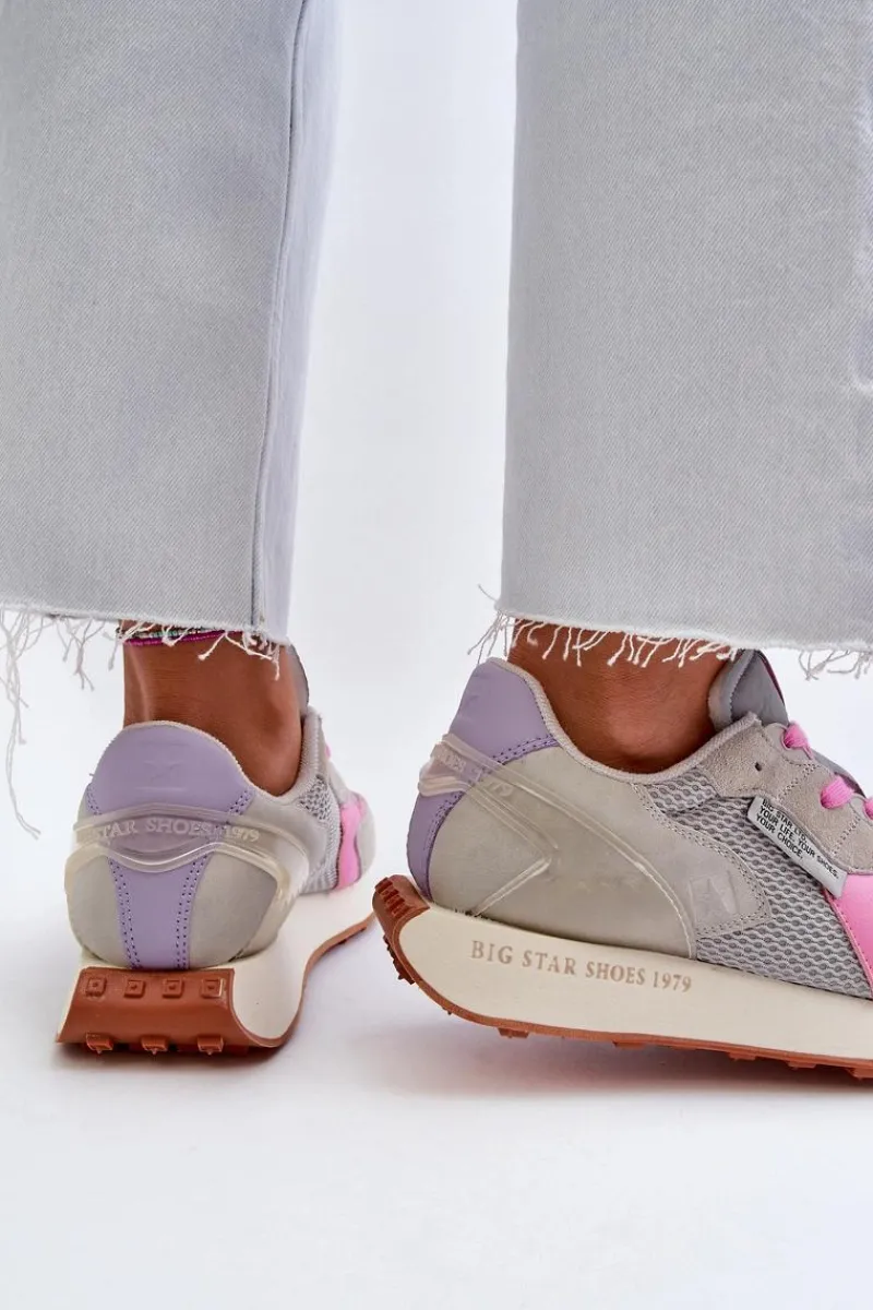 Buty Sportowe Na Platformie|Buty Sportowe Big Star>Big Star Shoes Sneakersy Damskie Na Platformie Memory Foam System Big Star NN274680 Szaro-Różowe
