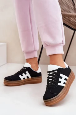 Discount Evento Sneakersy Damskie Na Platformie Czarne Syliyana Czarny