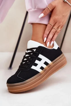 Discount Evento Sneakersy Damskie Na Platformie Czarne Syliyana Czarny