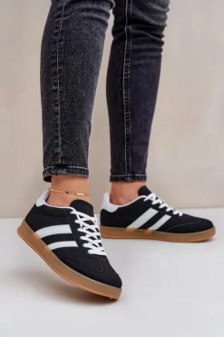 Outlet Boto Sneakersy Damskie Niskie Czarne Ennorwen