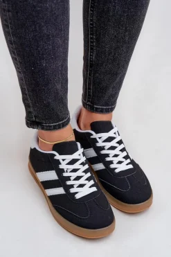 Outlet Boto Sneakersy Damskie Niskie Czarne Ennorwen