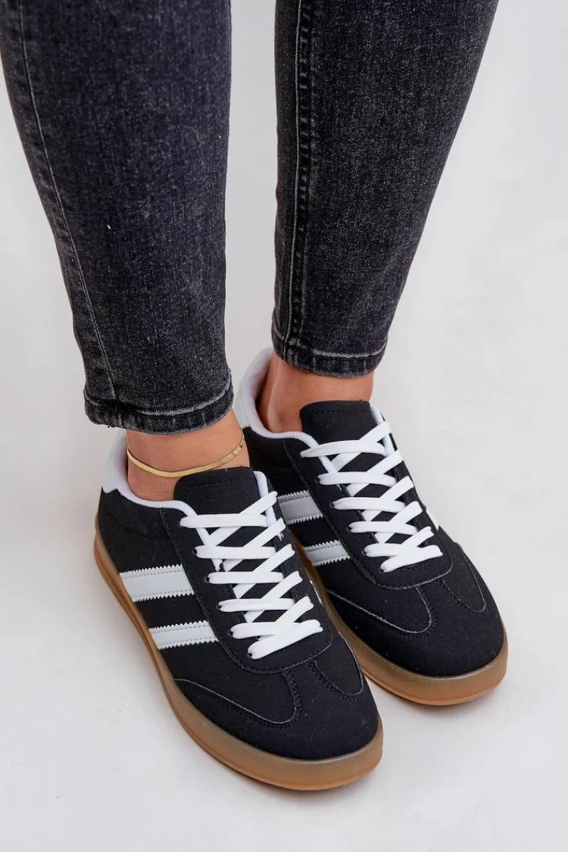 Outlet Boto Sneakersy Damskie Niskie Czarne Ennorwen