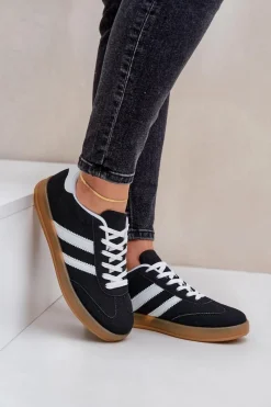 Outlet Boto Sneakersy Damskie Niskie Czarne Ennorwen