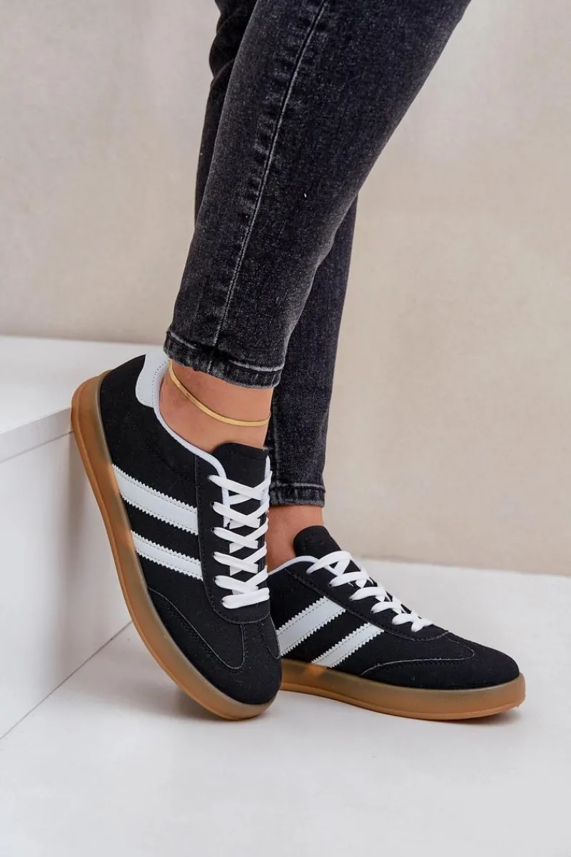 Outlet Boto Sneakersy Damskie Niskie Czarne Ennorwen