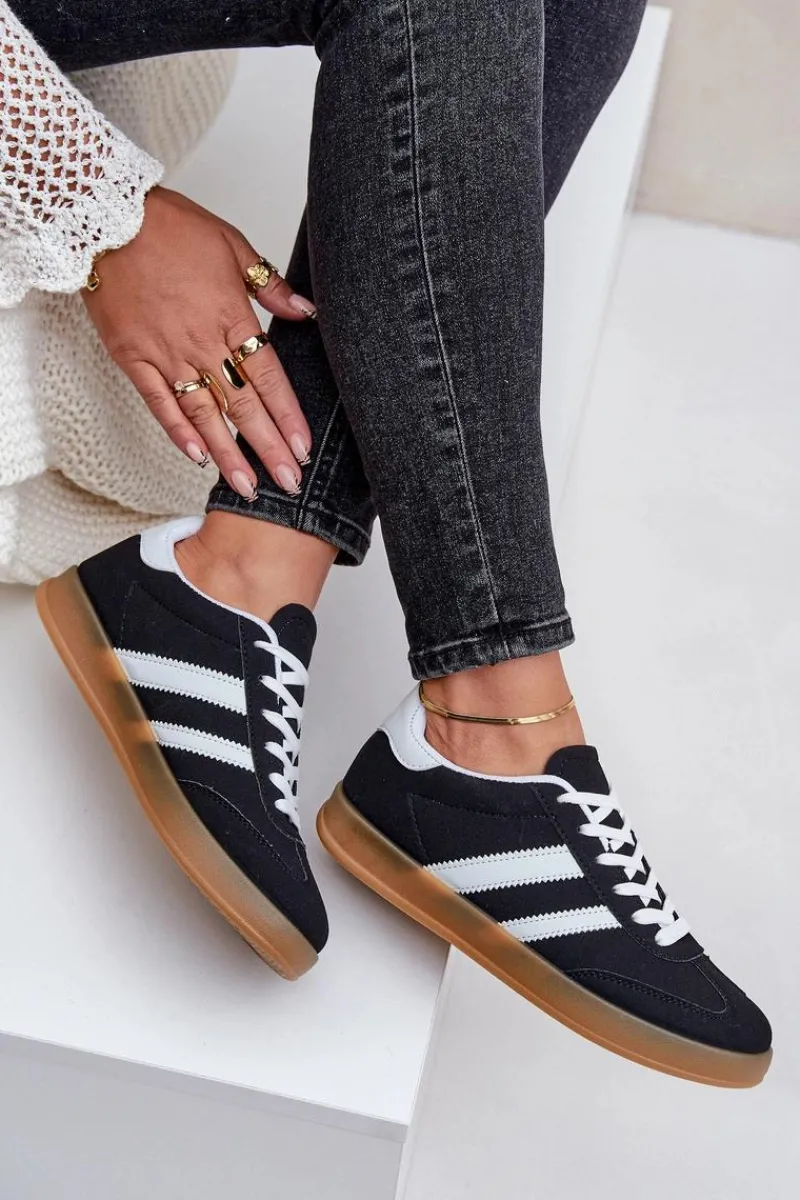 Outlet Boto Sneakersy Damskie Niskie Czarne Ennorwen