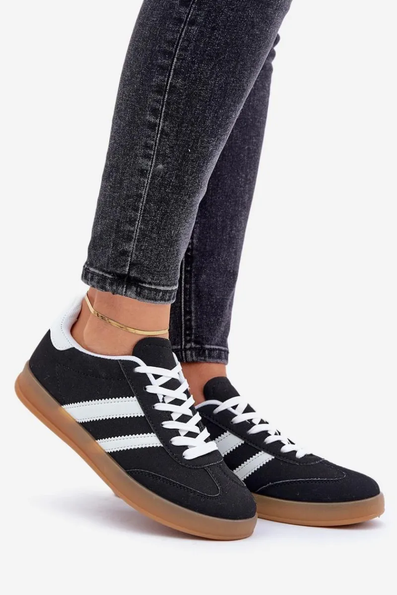 Outlet Boto Sneakersy Damskie Niskie Czarne Ennorwen