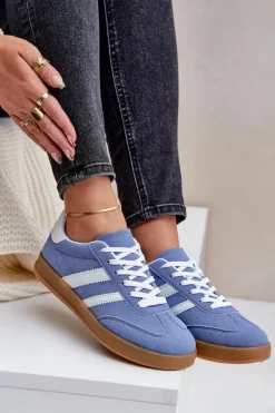 Best Boto Sneakersy Damskie Niskie Niebieskie Ennorwen