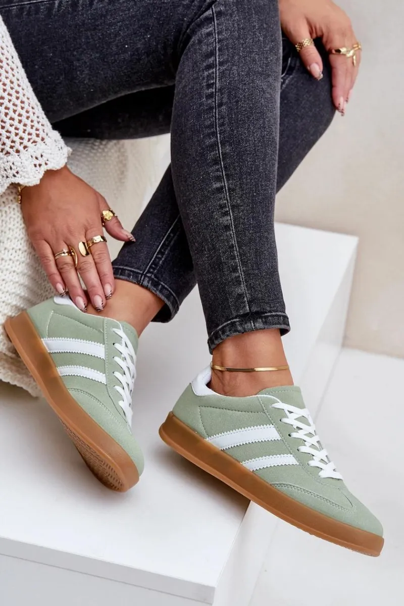Sneakersy Damskie Niskie Zielone Ennorwen Damskie Sneakersy Damskie