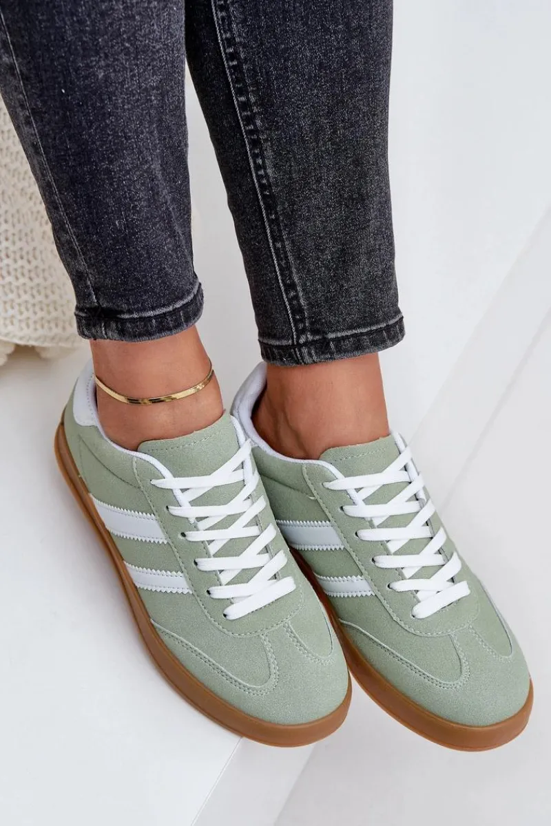 Sneakersy Damskie Niskie Zielone Ennorwen Damskie Sneakersy Damskie