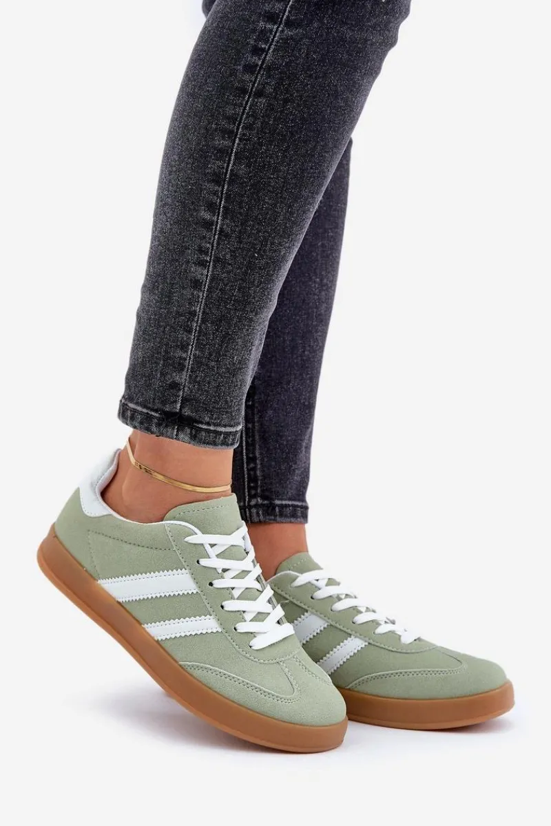 Sneakersy Damskie Niskie Zielone Ennorwen Damskie Sneakersy Damskie