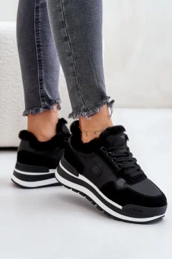 Online Sneakersy Damskie Ocieplane Na Platformie Big Star OO274A216 Czarne Damskie Buty Sportowe Big Star|Sneakersy Damskie