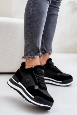 Online Sneakersy Damskie Ocieplane Na Platformie Big Star OO274A216 Czarne Damskie Buty Sportowe Big Star|Sneakersy Damskie