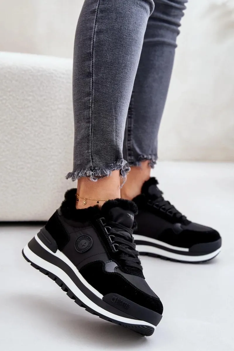 Online Sneakersy Damskie Ocieplane Na Platformie Big Star OO274A216 Czarne Damskie Buty Sportowe Big Star|Sneakersy Damskie
