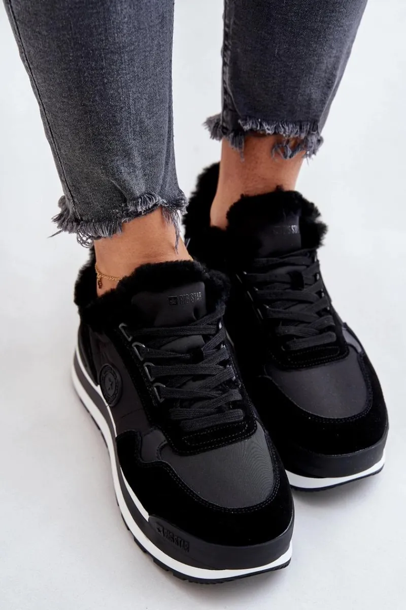 Online Sneakersy Damskie Ocieplane Na Platformie Big Star OO274A216 Czarne Damskie Buty Sportowe Big Star|Sneakersy Damskie
