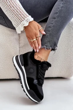 Online Sneakersy Damskie Ocieplane Na Platformie Big Star OO274A216 Czarne Damskie Buty Sportowe Big Star|Sneakersy Damskie