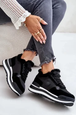 Online Sneakersy Damskie Ocieplane Na Platformie Big Star OO274A216 Czarne Damskie Buty Sportowe Big Star|Sneakersy Damskie