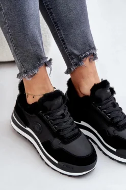 Online Sneakersy Damskie Ocieplane Na Platformie Big Star OO274A216 Czarne Damskie Buty Sportowe Big Star|Sneakersy Damskie