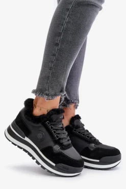 Online Sneakersy Damskie Ocieplane Na Platformie Big Star OO274A216 Czarne Damskie Buty Sportowe Big Star|Sneakersy Damskie