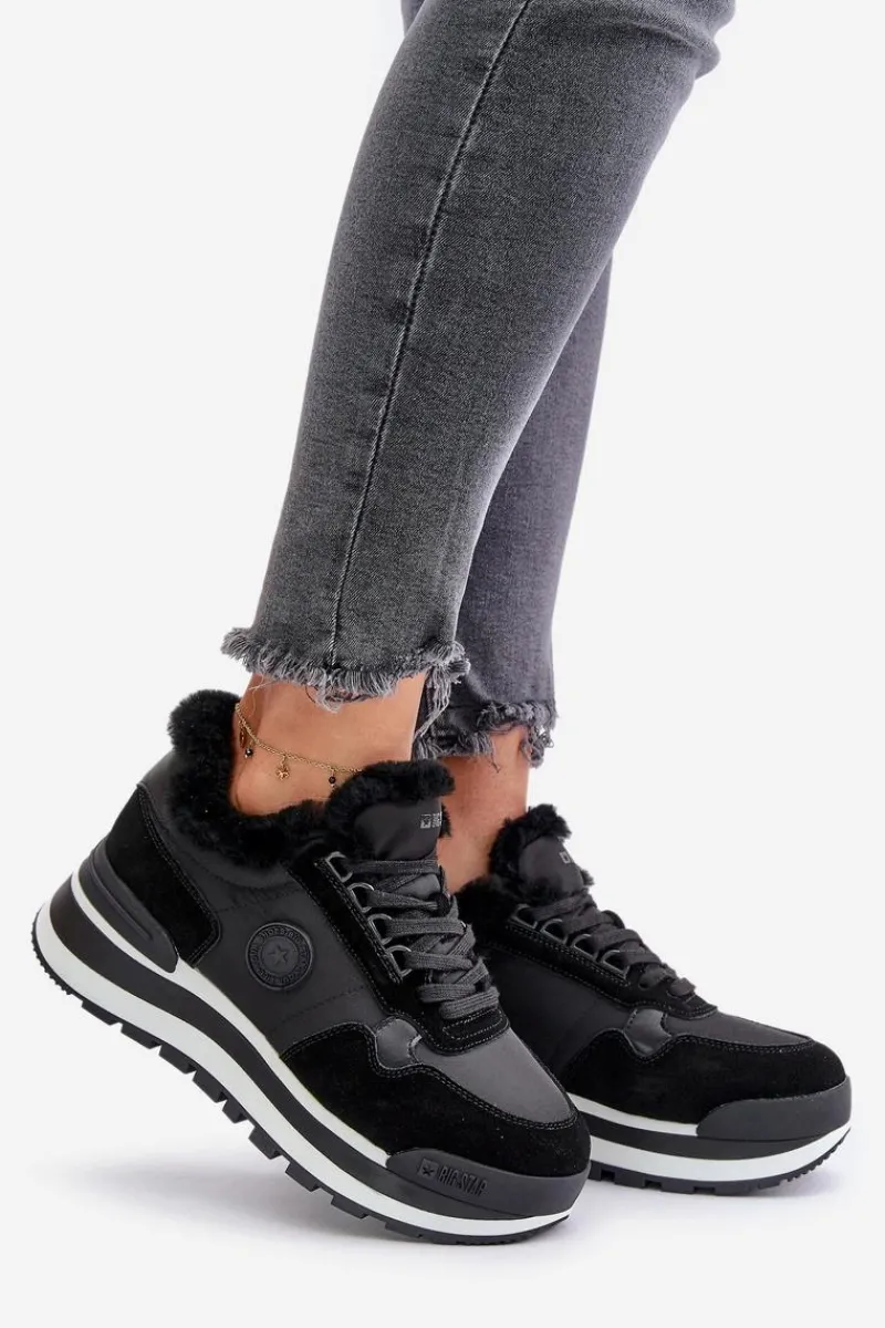 Online Sneakersy Damskie Ocieplane Na Platformie Big Star OO274A216 Czarne Damskie Buty Sportowe Big Star|Sneakersy Damskie