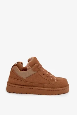 Sneakersy Damskie></noscript>Boto Sneakersy Damskie Ocieplane Futerkiem Camel Cyrissa Brązowy