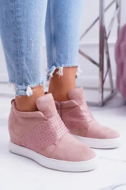 Clearance Boto Sneakersy Damskie Różowe Lu Boo Cekiny PinkSugar
